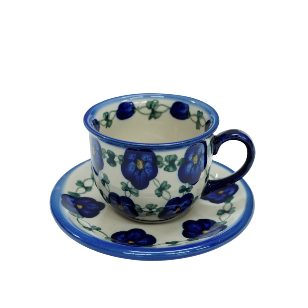 Ceramiczna filiżanka ze spodkiem Ceramika Bolesławiec