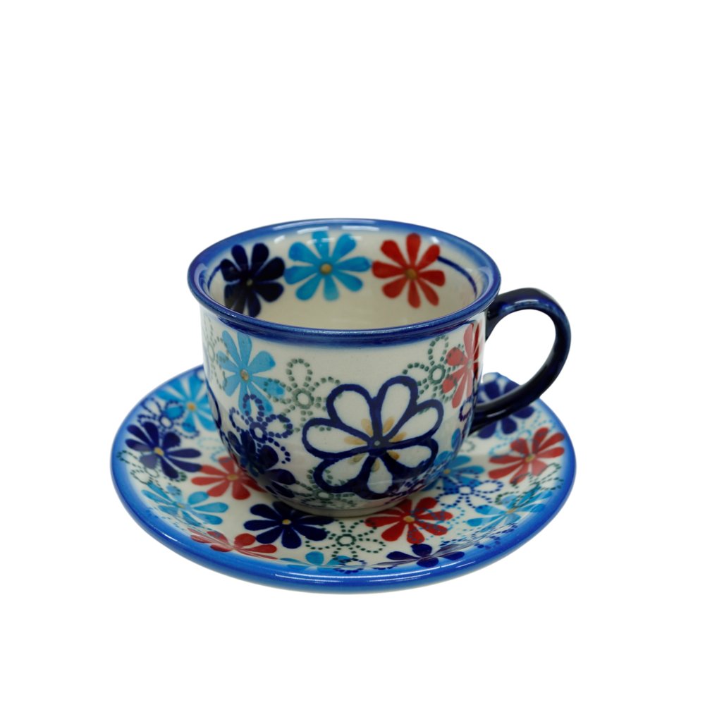 Ceramiczna filiżanka ze spodkiem Ceramika Bolesławiec