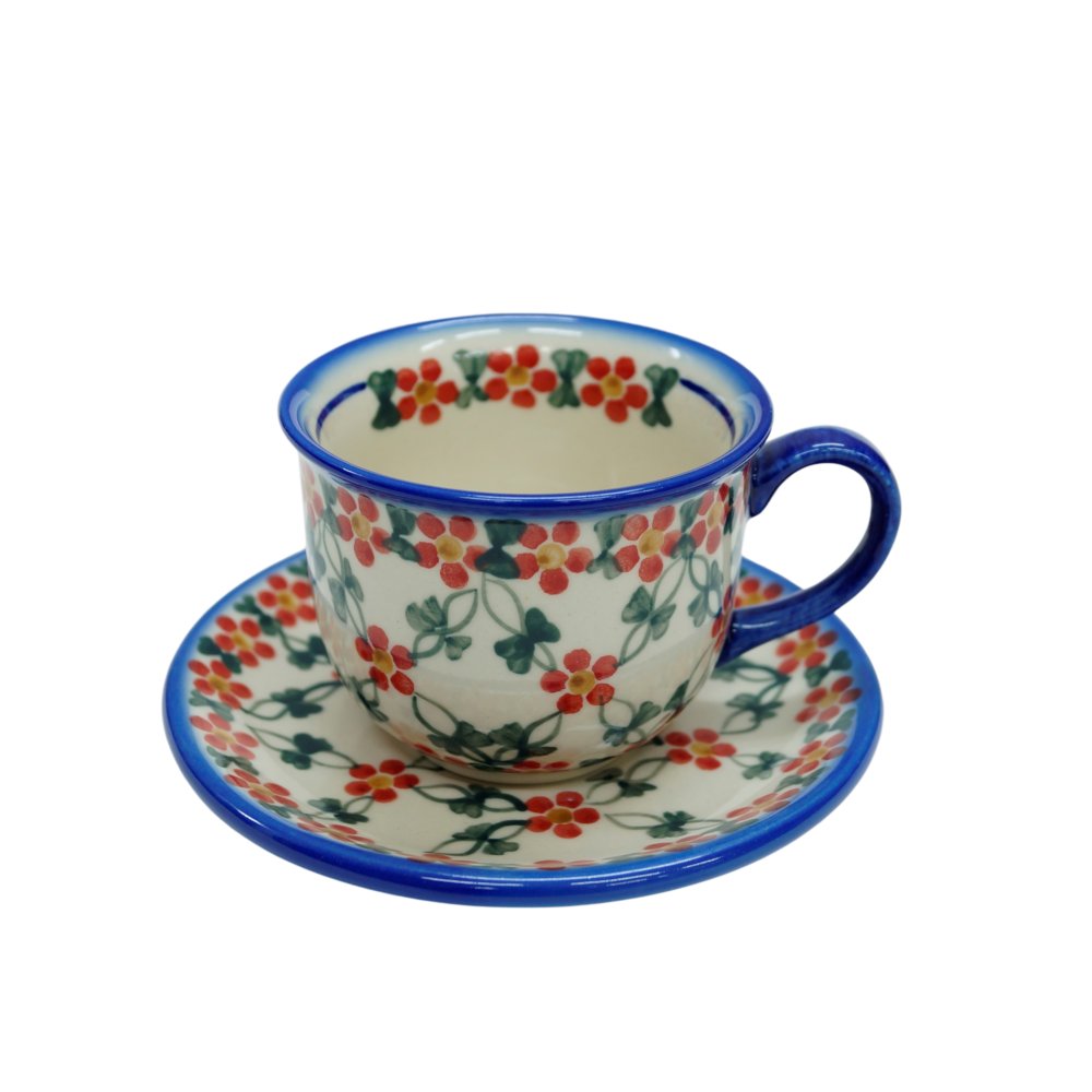 Ceramiczna filiżanka ze spodkiem Ceramika Bolesławiec