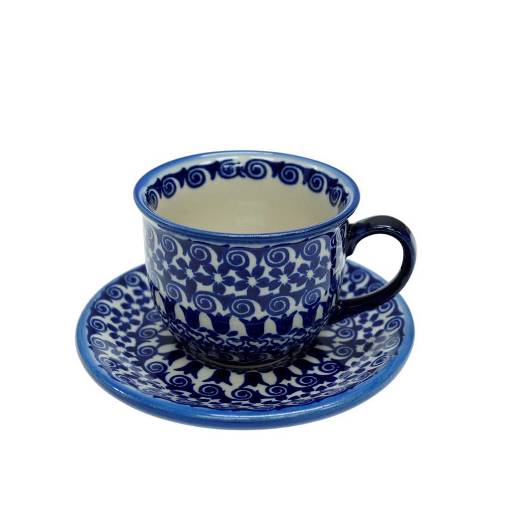 Ceramiczna filiżanka ze spodkiem Ceramika Bolesławiec