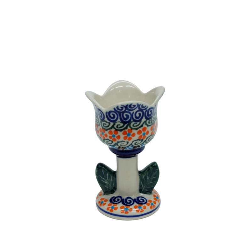Ceramiczny świecznik tulipan Ceramika Bolesławiec
