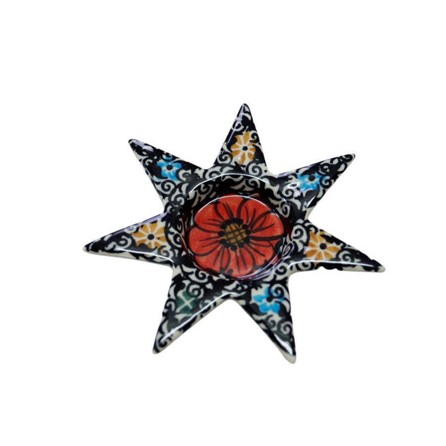 Ceramiczny świecznik gwiazda Ceramika Bolesławiec