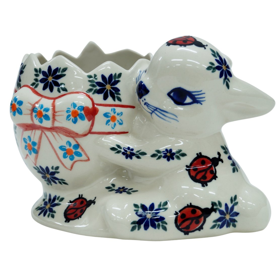 Ceramiczny królik z jajkiem Ceramika Bolesławiec