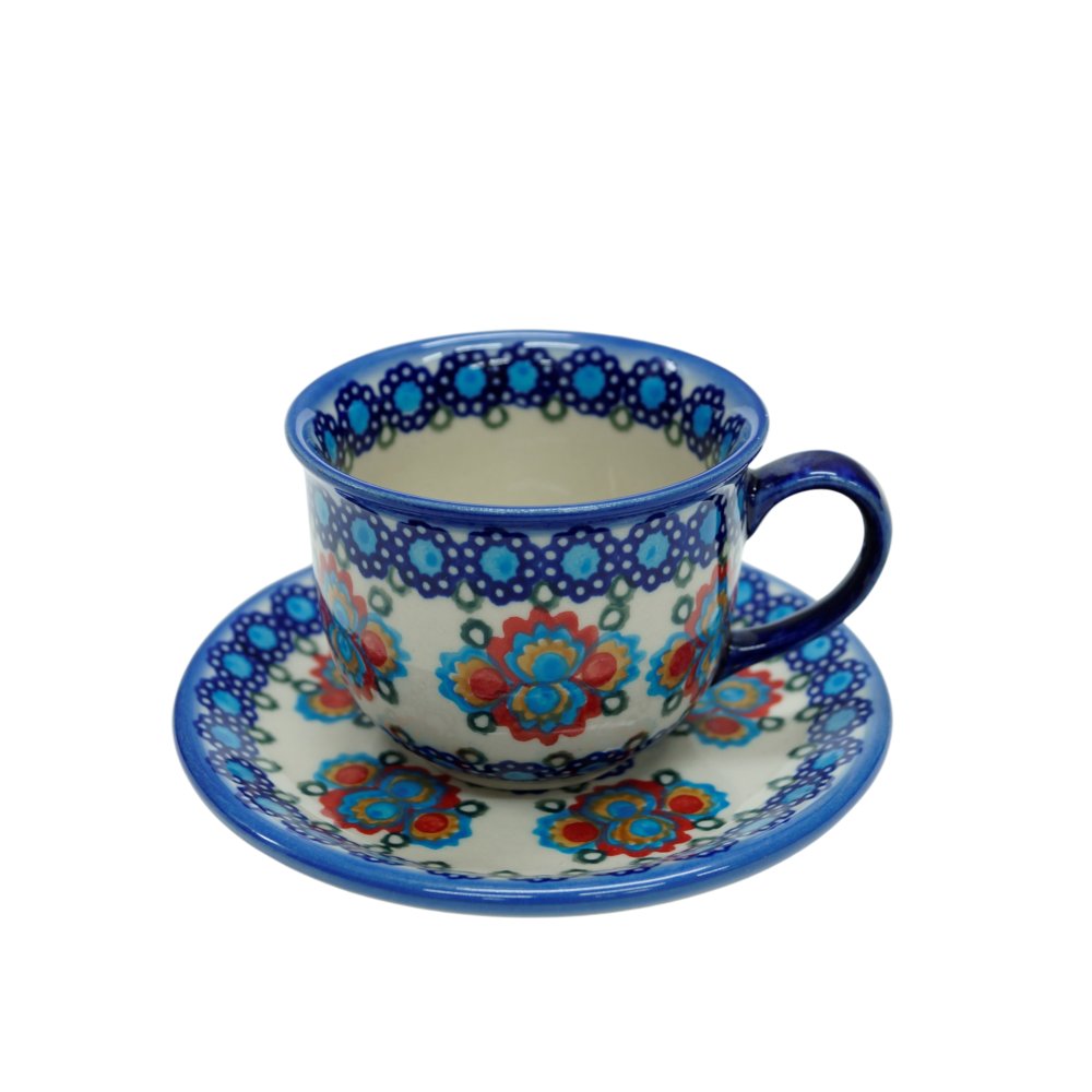 Ceramiczna filiżanka ze spodkiem Ceramika Bolesławiec