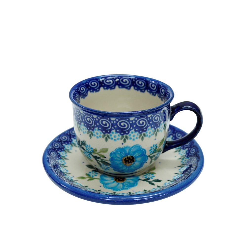 Ceramiczna filiżanka ze spodkiem Ceramika Bolesławiec