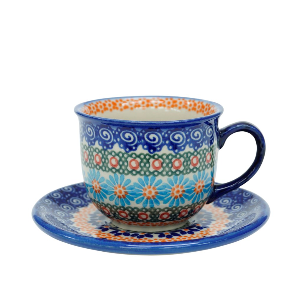 Ceramiczna filiżanka ze spodkiem Ceramika Bolesławiec
