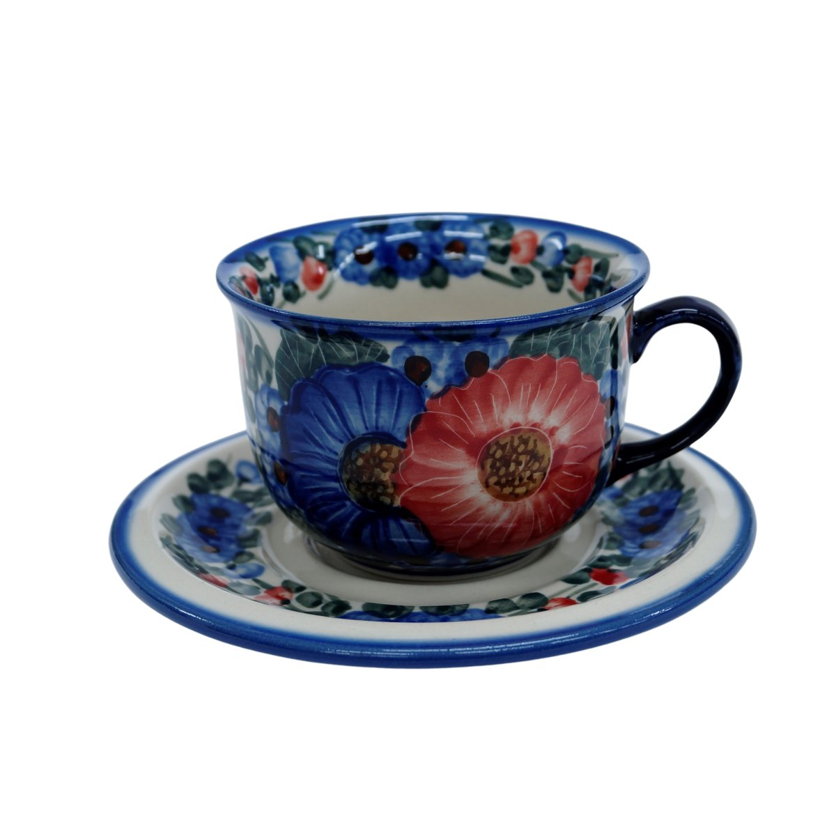 Ceramiczna filiżanka i spodek Ceramika Bolesławiec