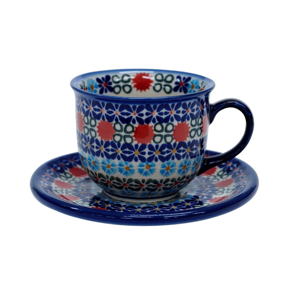 Ceramiczna filiżanka ze spodkiem Ceramika Bolesławiec