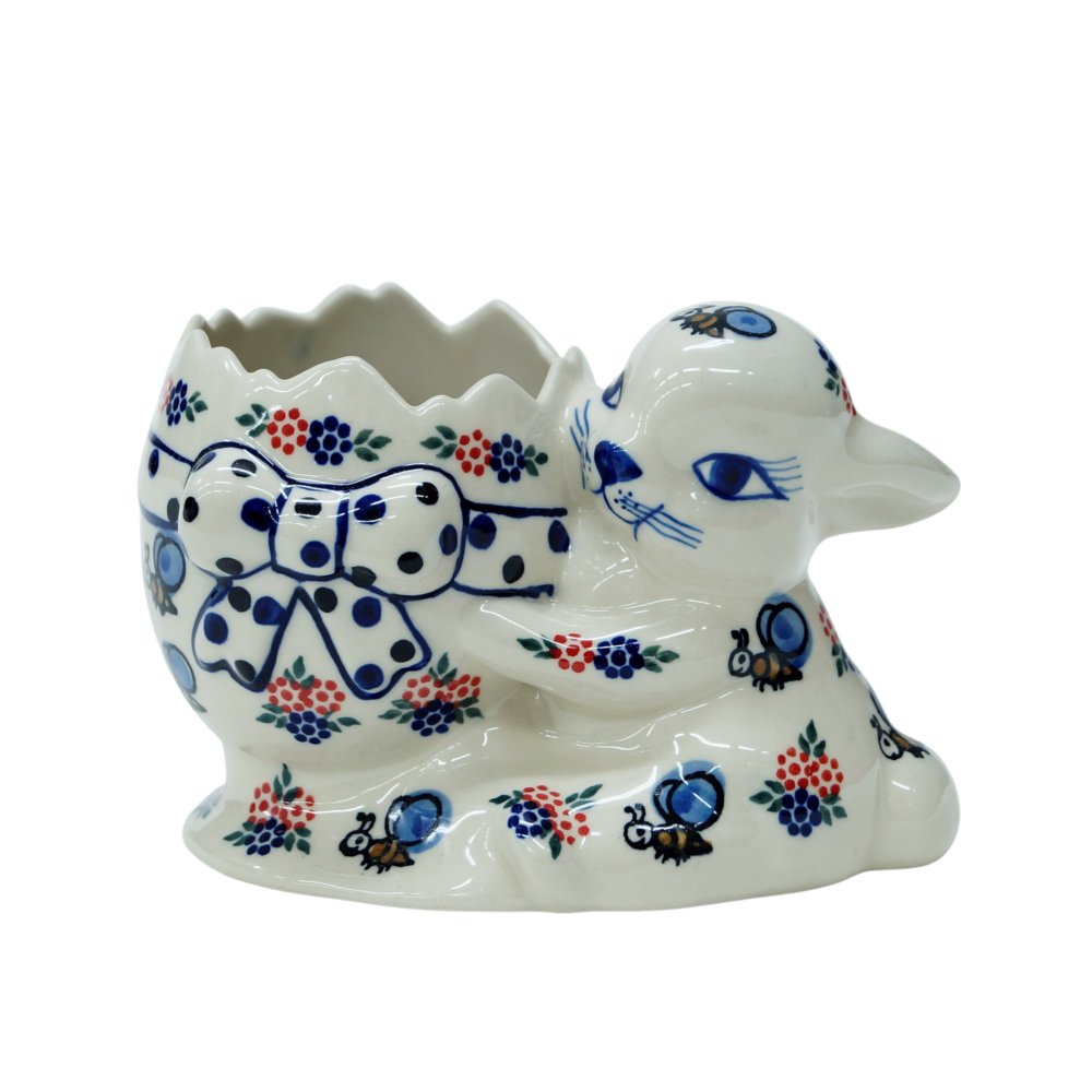 Ceramiczny królik z jajkiem Ceramika Bolesławiec