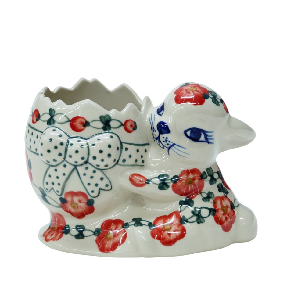 Ceramiczny królik z jajkiem Ceramika Bolesławiec