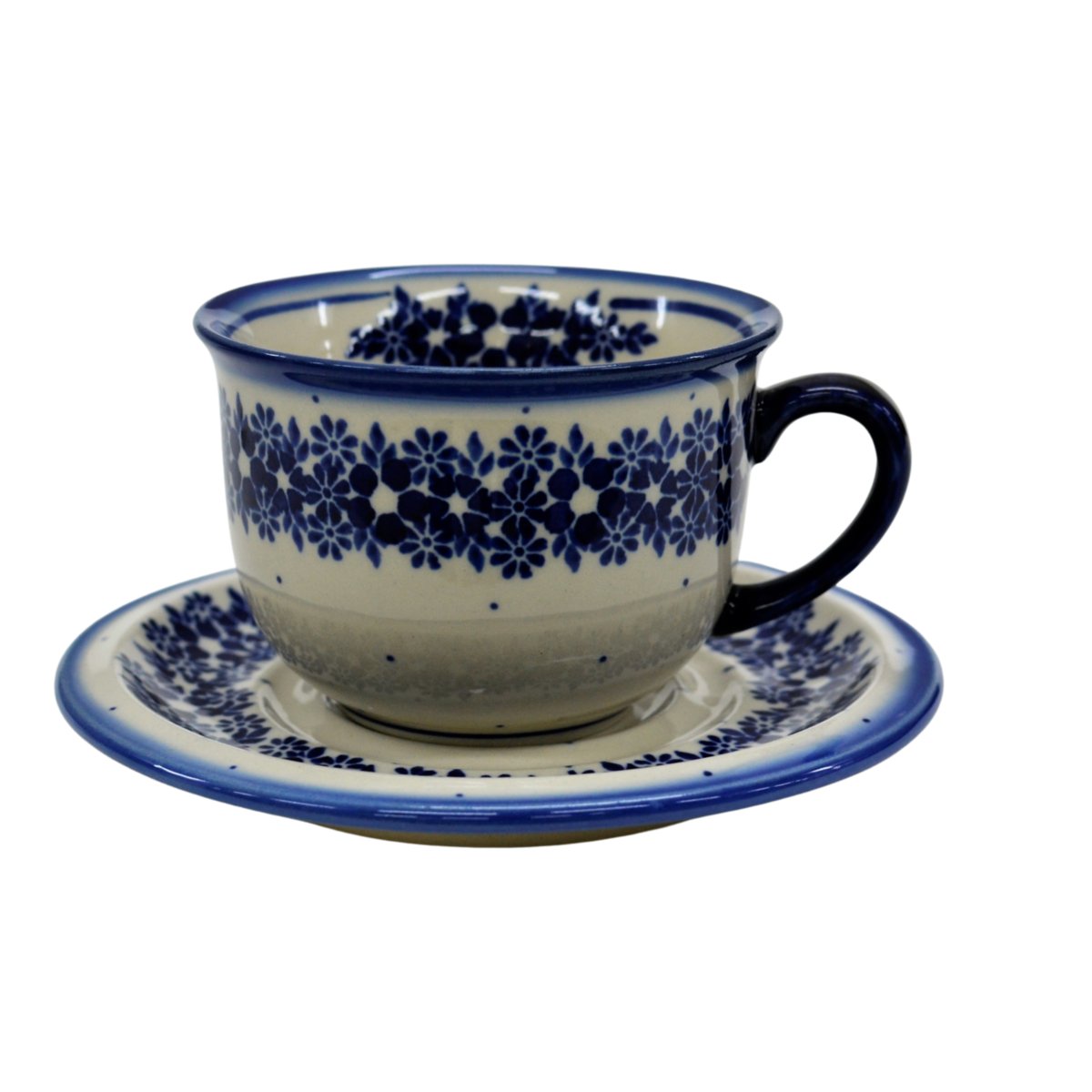 Ceramiczna filiżanka i spodek Ceramika Bolesławiec