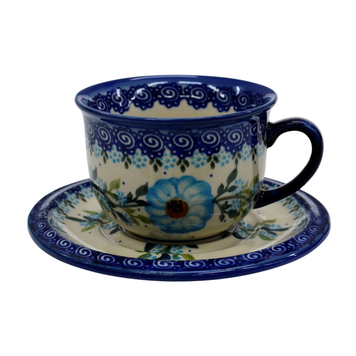 Ceramiczna filiżanka i spodek Ceramika Bolesławiec