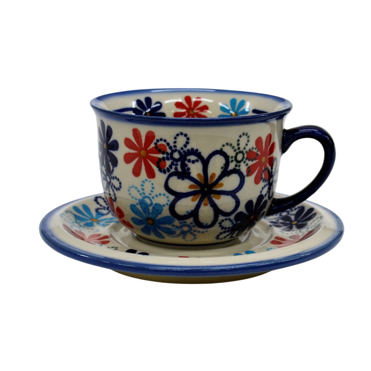 Ceramiczna filiżanka i spodek Ceramika Bolesławiec