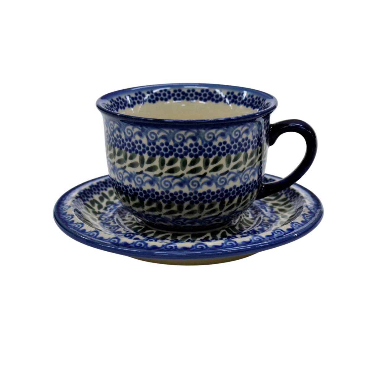 Ceramiczna filiżanka i spodek Ceramika Bolesławiec