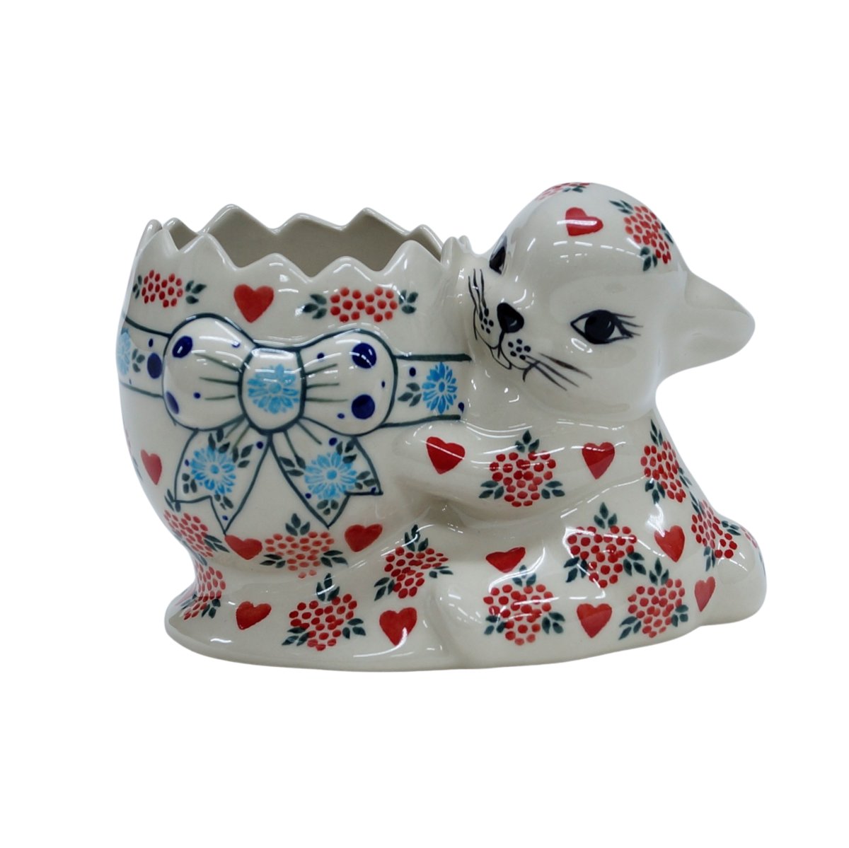 Ceramiczny królik z jajkiem Ceramika Bolesławiec