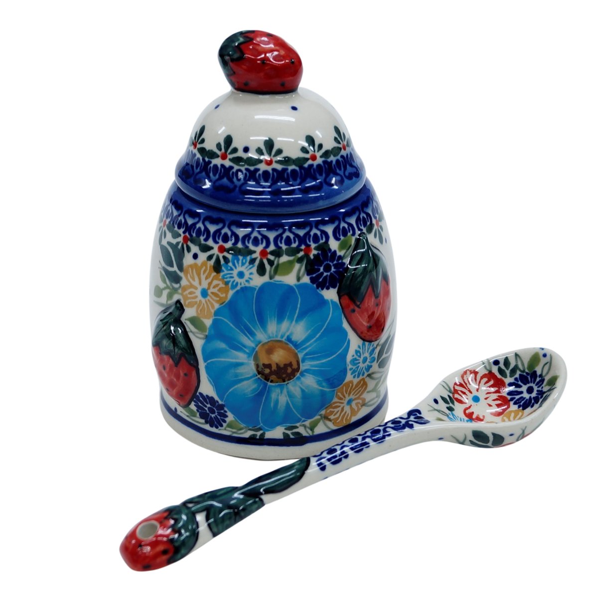 Ceramiczny pojemnik na dżem Truskawka Ceramika Bolesławiec