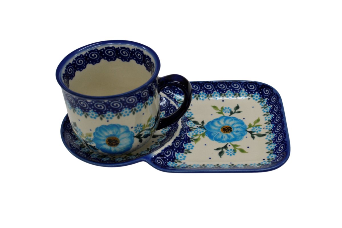 Ceramiczna filiżanka z tacką Ceramika Bolesławiec