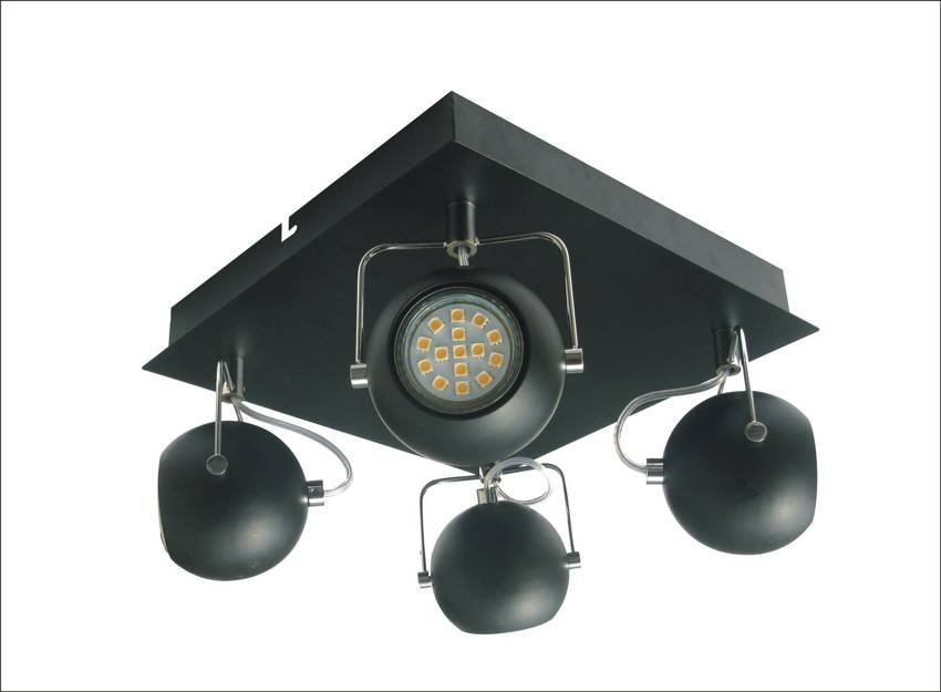 Candellux LAMPA SUFITOWA WYPRZEDAŻ 98-25036-Z PLAFON TONY 4X3W LED GU10 CZARNY MATOWY 98-25036-Z