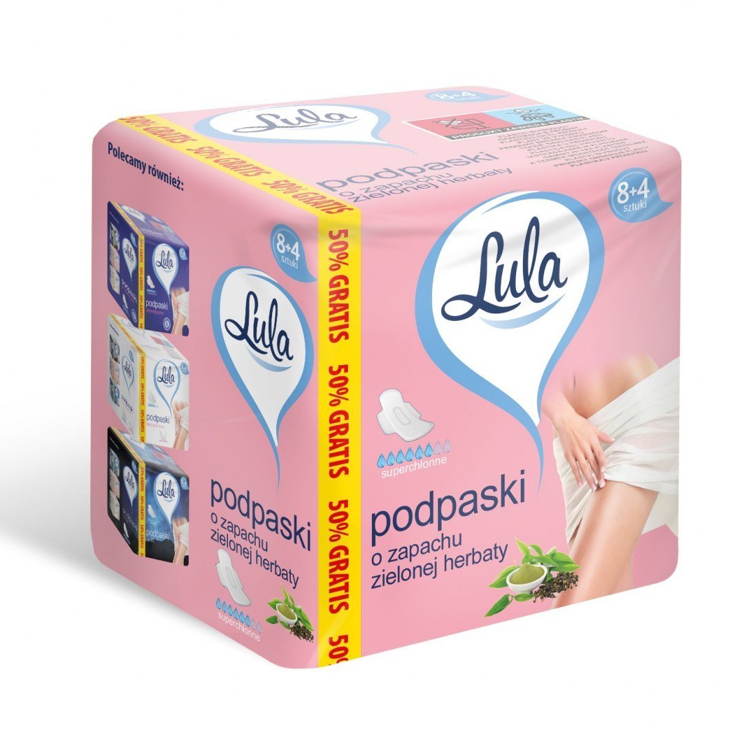 Lula Podpaski Higieniczne Zielona Herbata 12 sztuk