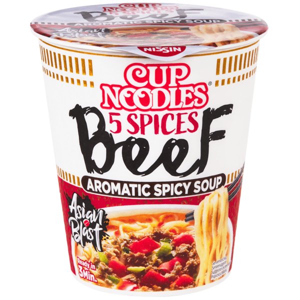 Nissin Original Nissin Cup Noodles, zupa instant z wołowiną 5 smaków, pikantna 64g - Nissin 3395-uniw