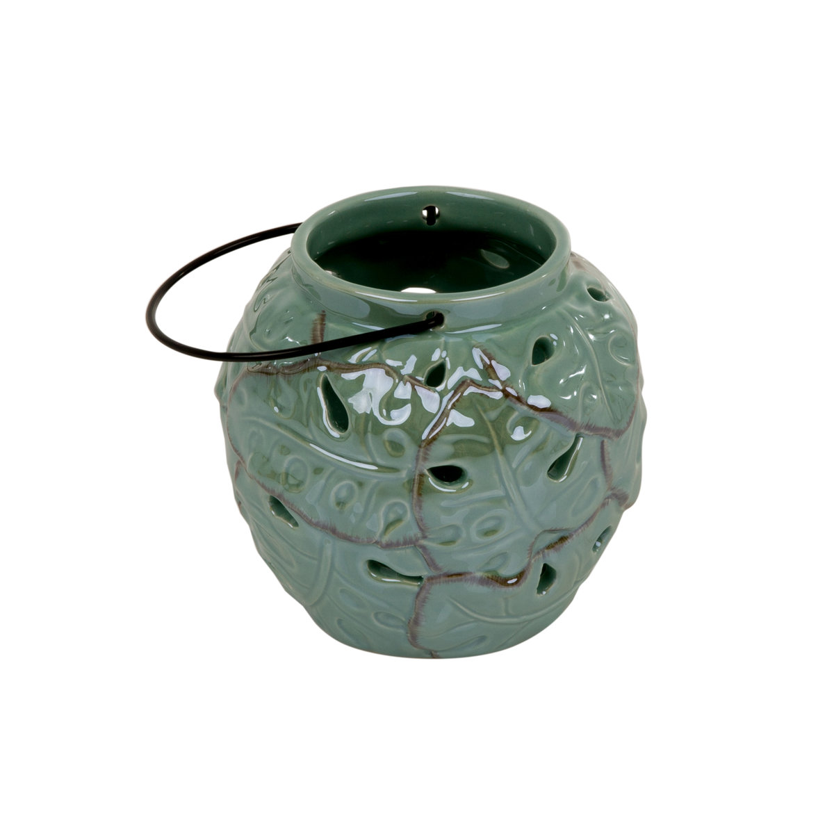 Lampion ceramiczny Tropic 13 x 13 x 12,2 cm zielony MY HOME