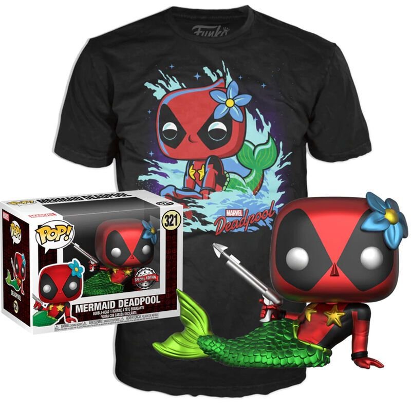 Funko POP! & Tee, zestaw, Marvel, Deadpool Mermaid, XL