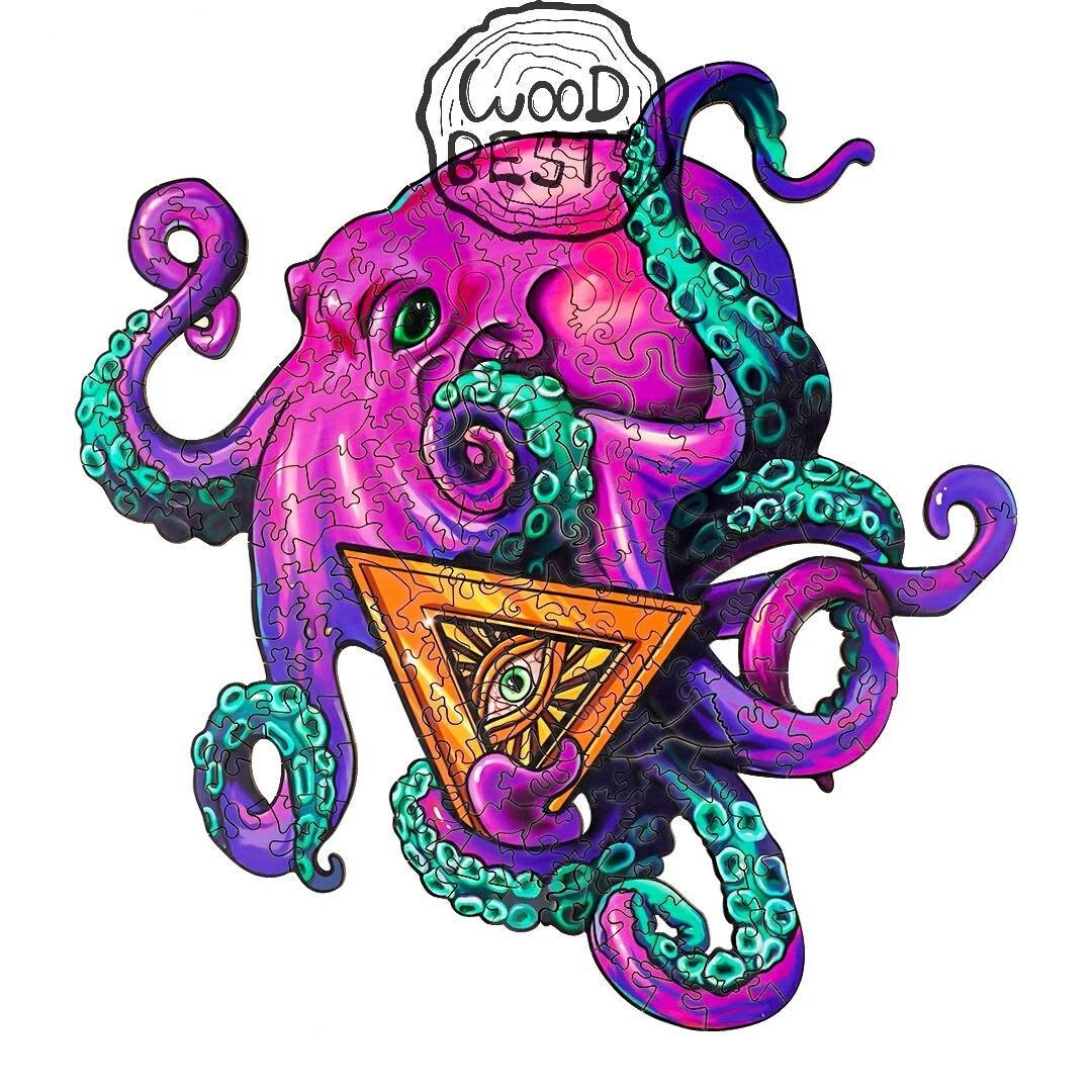Drewniane Puzzle Sprytna Ośmiornica A5