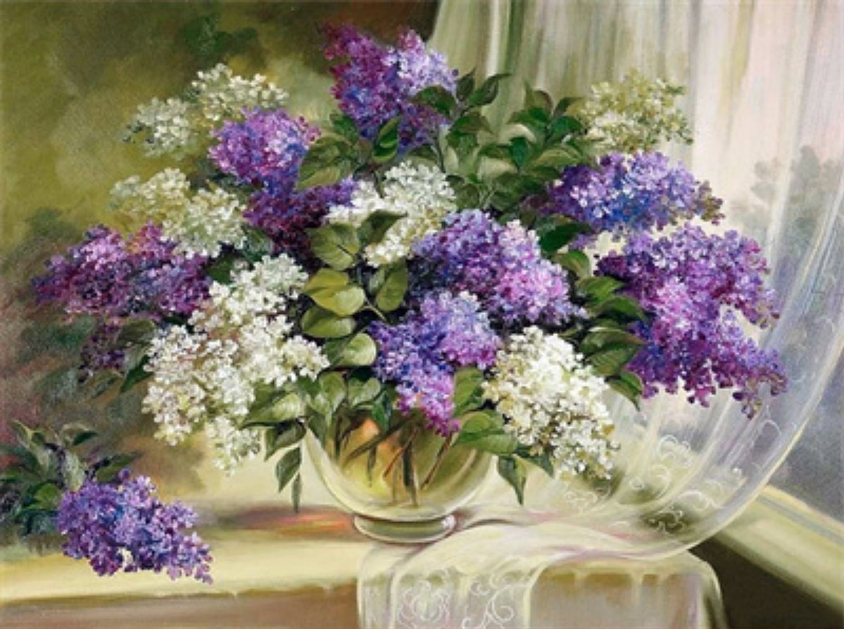 Haft Diamentowy Pachnące Bzy 40x50