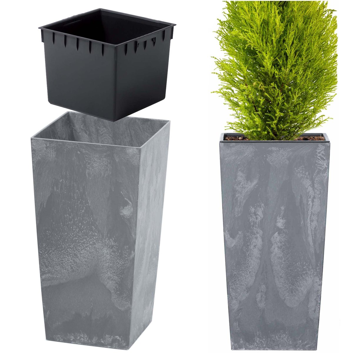 Prosperplast Doniczka z wkładem Urbi Square Effect DURS200E marengo AP_218920
