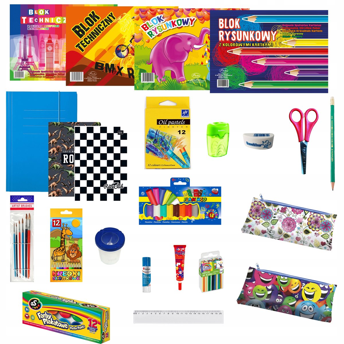 Wyprawka szkolna 22el dla klas 1 - 3 farby kredki