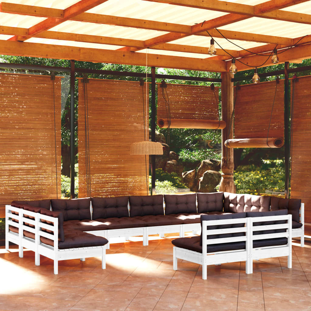 12-cz. zestaw wypoczynkowy do ogrodu, z poduszkami, biały