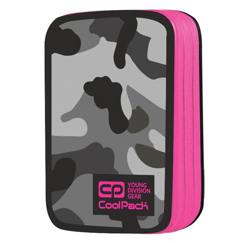 CoolPack Piórnik dwukomorowy, z wyposażeniem, Jumper 2 Camo Pink Neon 87049CP, 2018