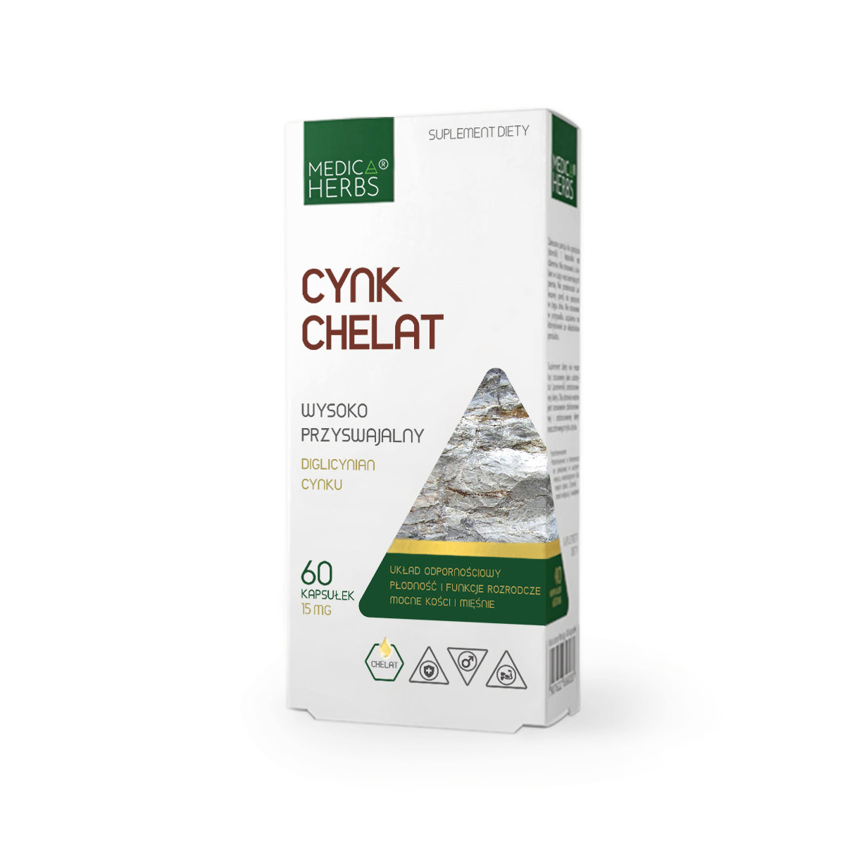 Cynk Chelat 15 mg 60 kapsułek MEDICA HERBS