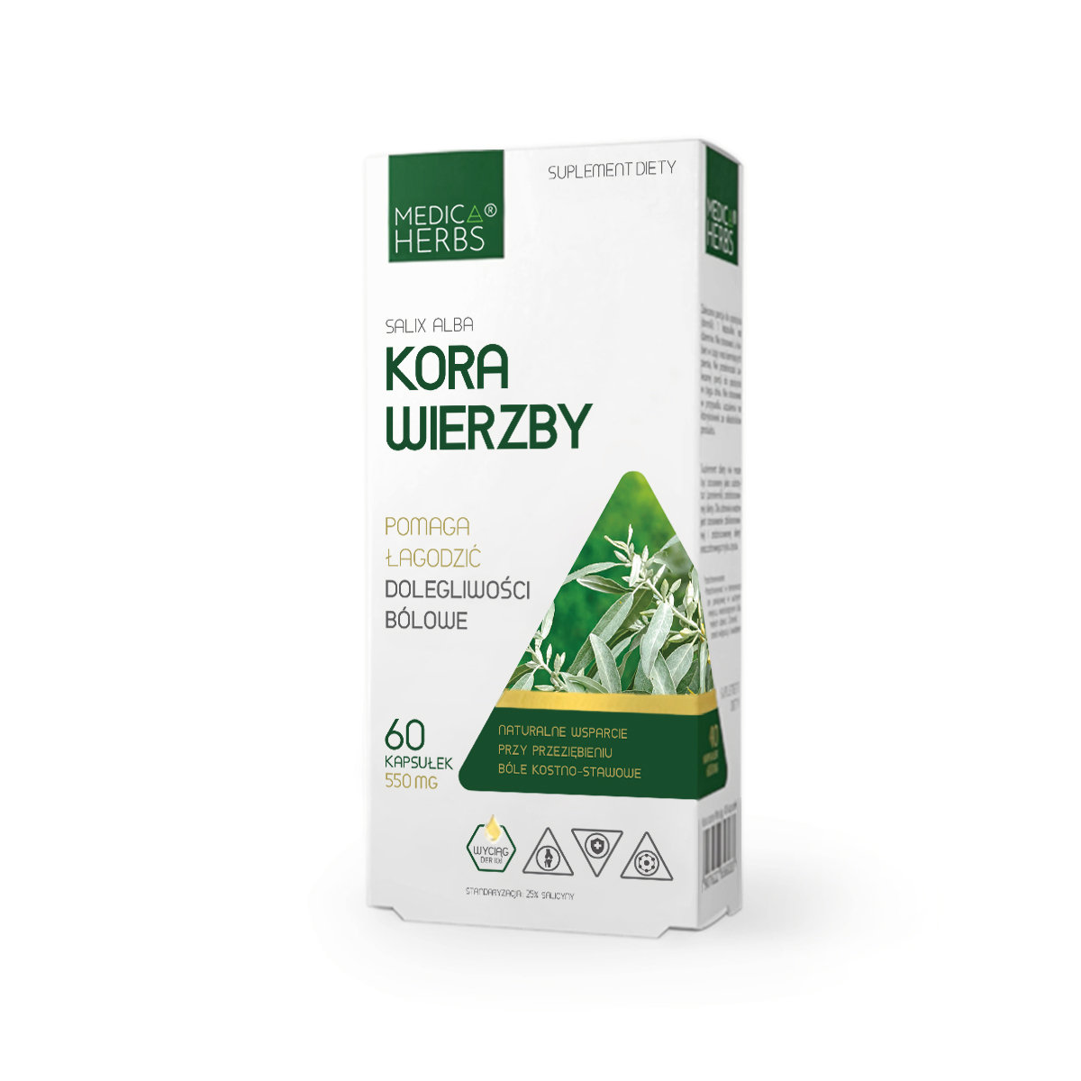 Kora wierzby 550 mg 60 kapsułek MEDICA HERBS