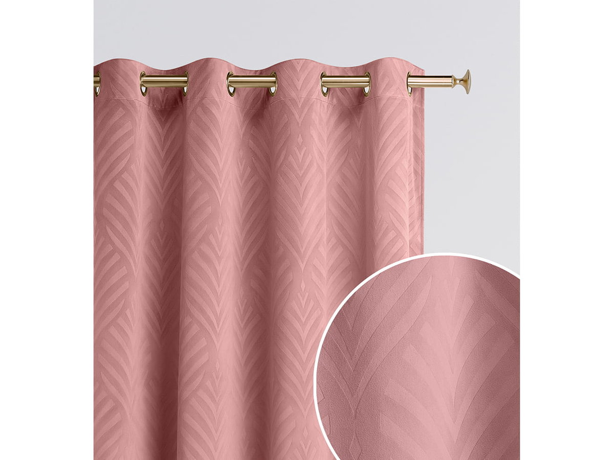 Room99 ZASŁONA WELUROWA LEAFLY - RÓŻ INDYJSKI 140x280 ZŁOTA PRZELOTKA 5908224061539