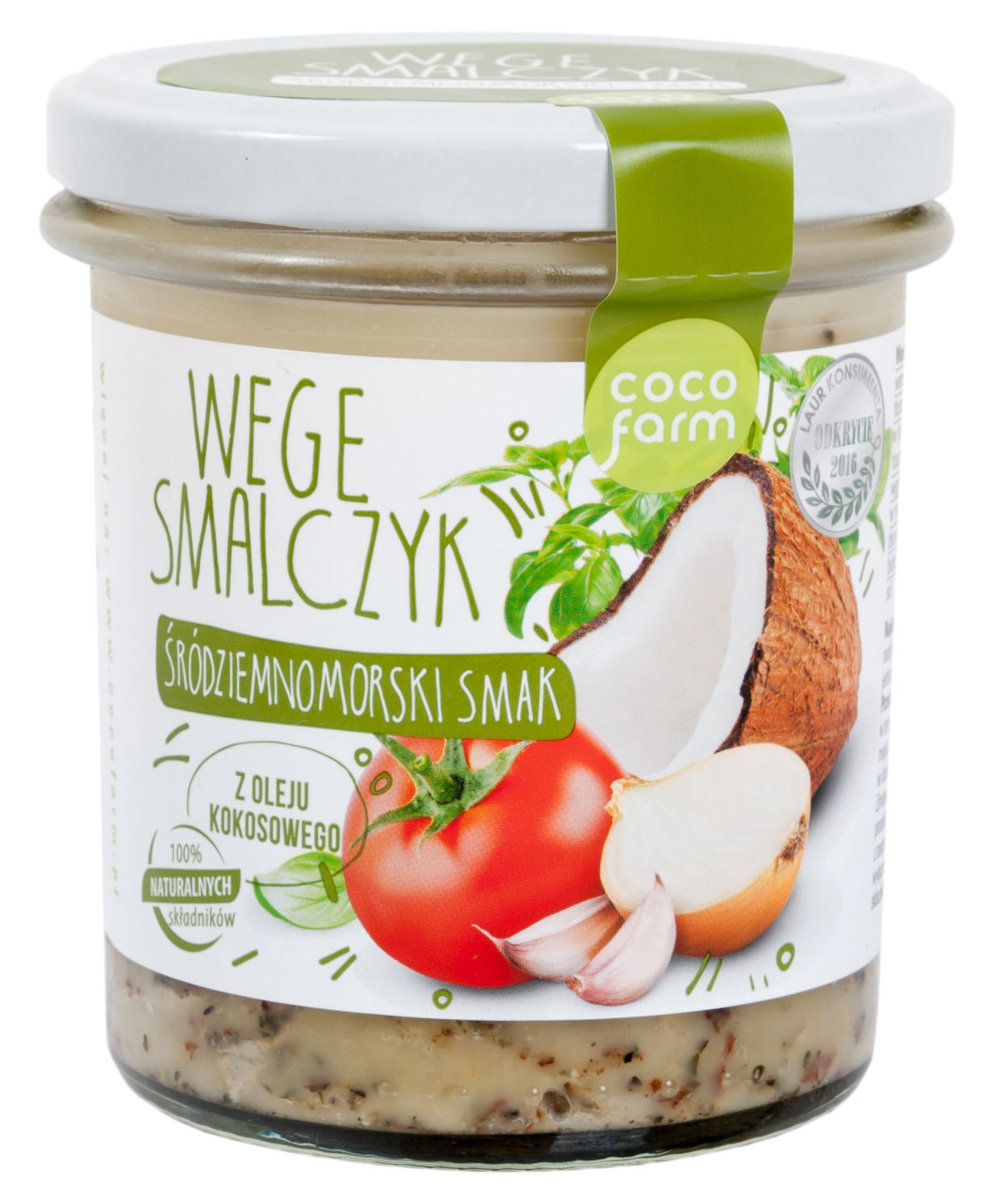 Coco Farm Smalec Wegetariański Smak Śródziemnomorski z Olejem Kokosowym 260g -