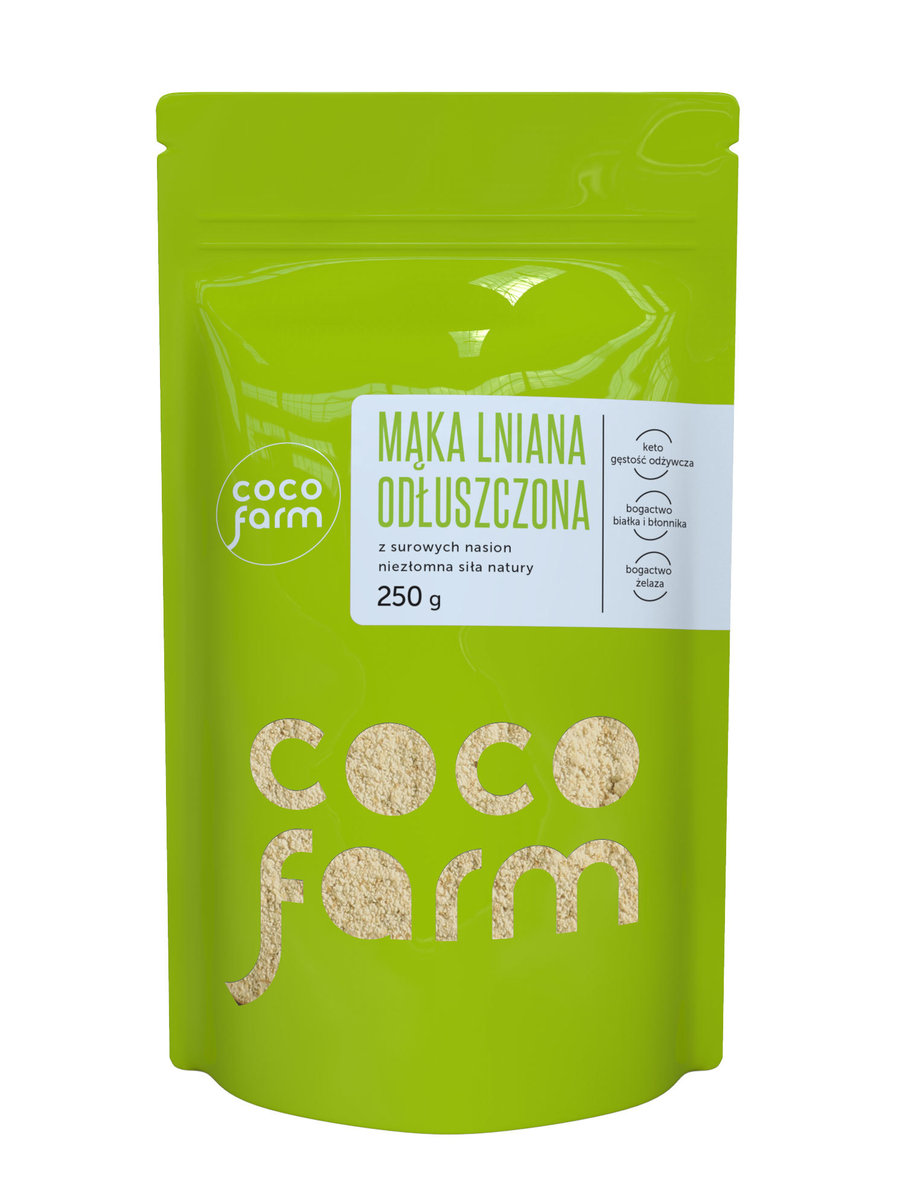 Coco Farm Mąka Lniana Odtłuszczona Z Surowych Nasion, Niezłomna Siła Natury 250G