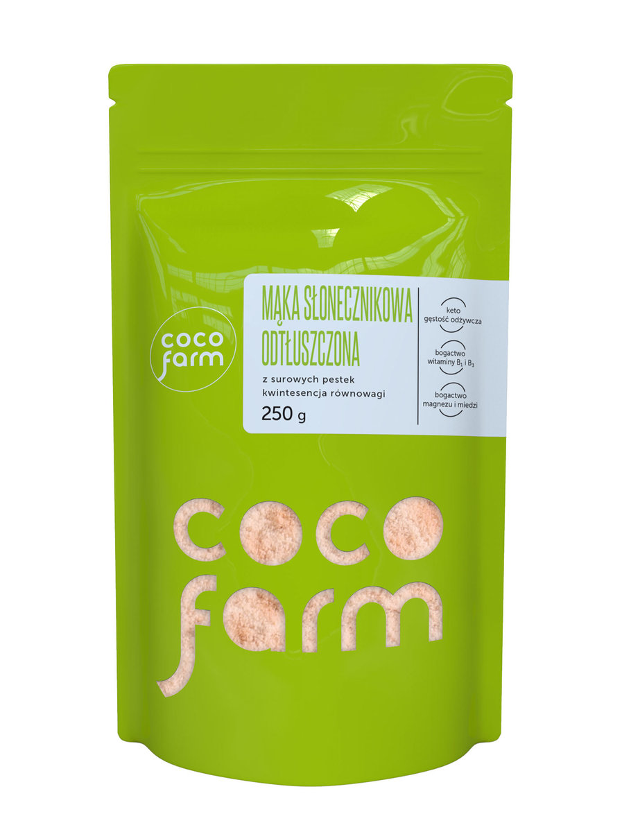 Coco Farm Mąka Słonecznikowa Odtłuszczona Z Surowych Pestek, Kwintesencja Równowagi 250G
