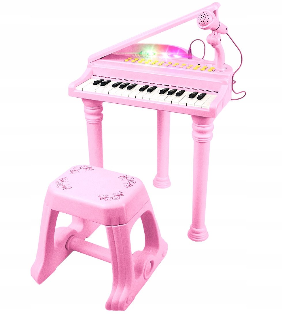Aig, organy dla dzieci keyboard pianino + mikrofon, różowy