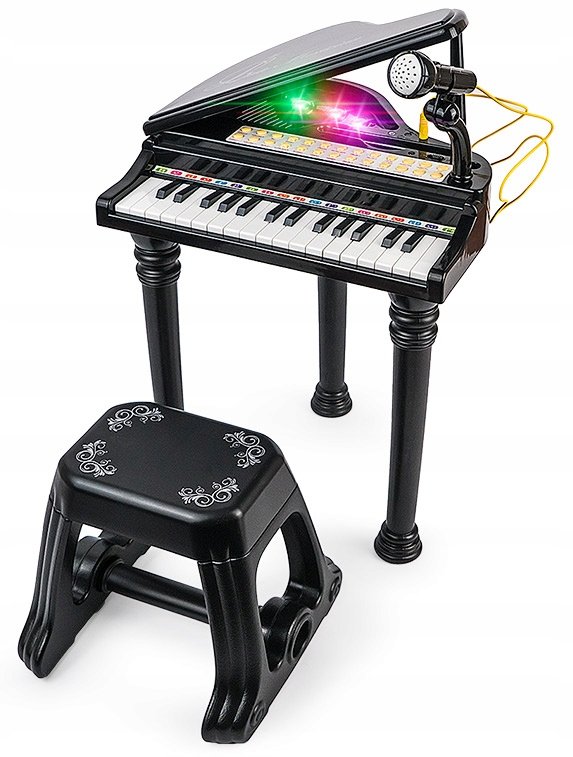 Aig, pianino dla dzieci nauka gry, mikrofon mp3, czarny