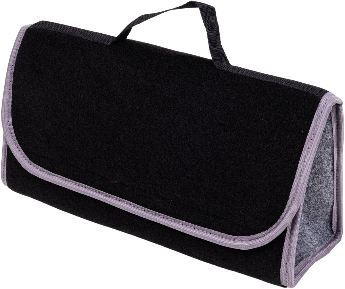 Kuferek samochodowych organizer torba bagażnika - MAX-DYWANIK (poziomy) – Czarny ( z popielatymi boczkami)