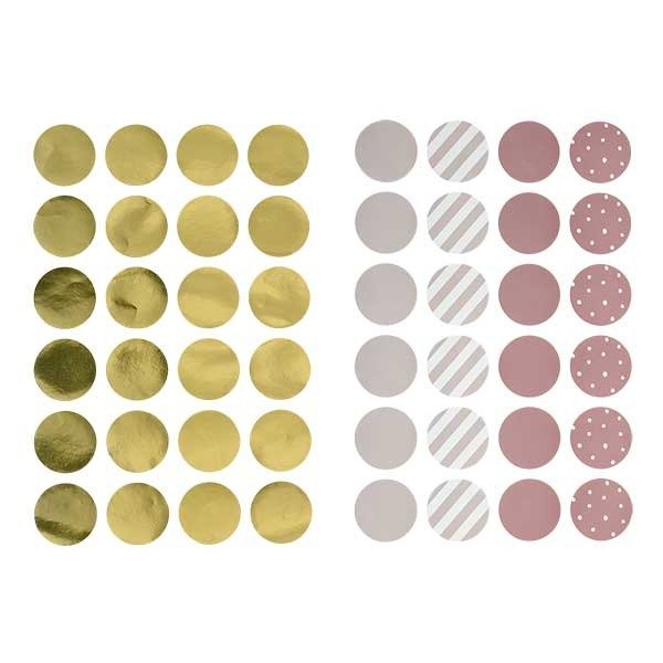 Zestaw Naklejek Ściennych – Mix Złote I Różowe Kółka Na Ścianę, Bloomingville