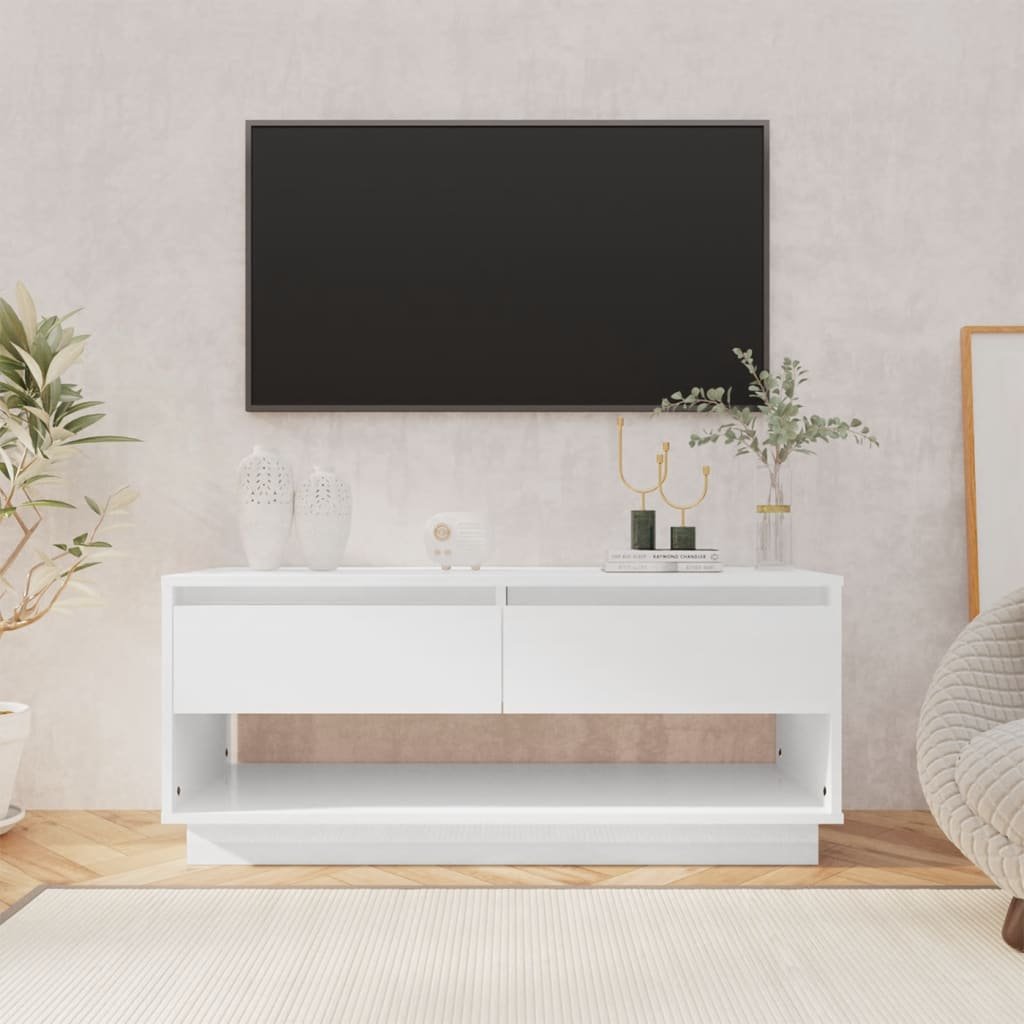 Zdjęcia - Szafka / uchwyt VidaXL Szafka pod TV, biała, wysoki połysk, 102x41x44 cm, płyta Lumarko! 