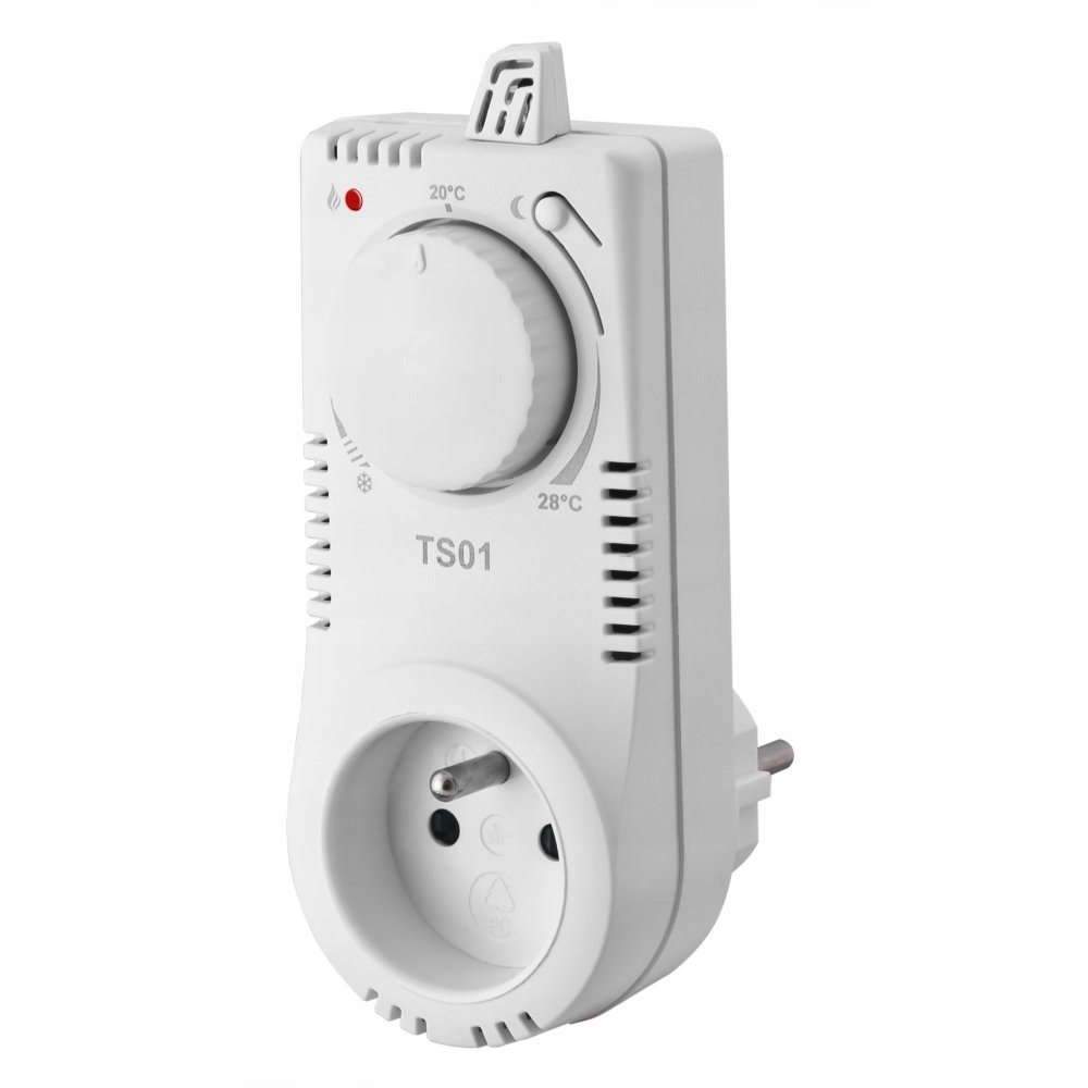 FENIX Fenix 9900330 Termostat / termostat wtykowy TS 01, zależne od temperatury gniazdo z prostym sterowaniem analogowym do regulacji elektrycznych systemów grzewczych, 11 28 stopni C, 230 V / 50 Hz (czes.