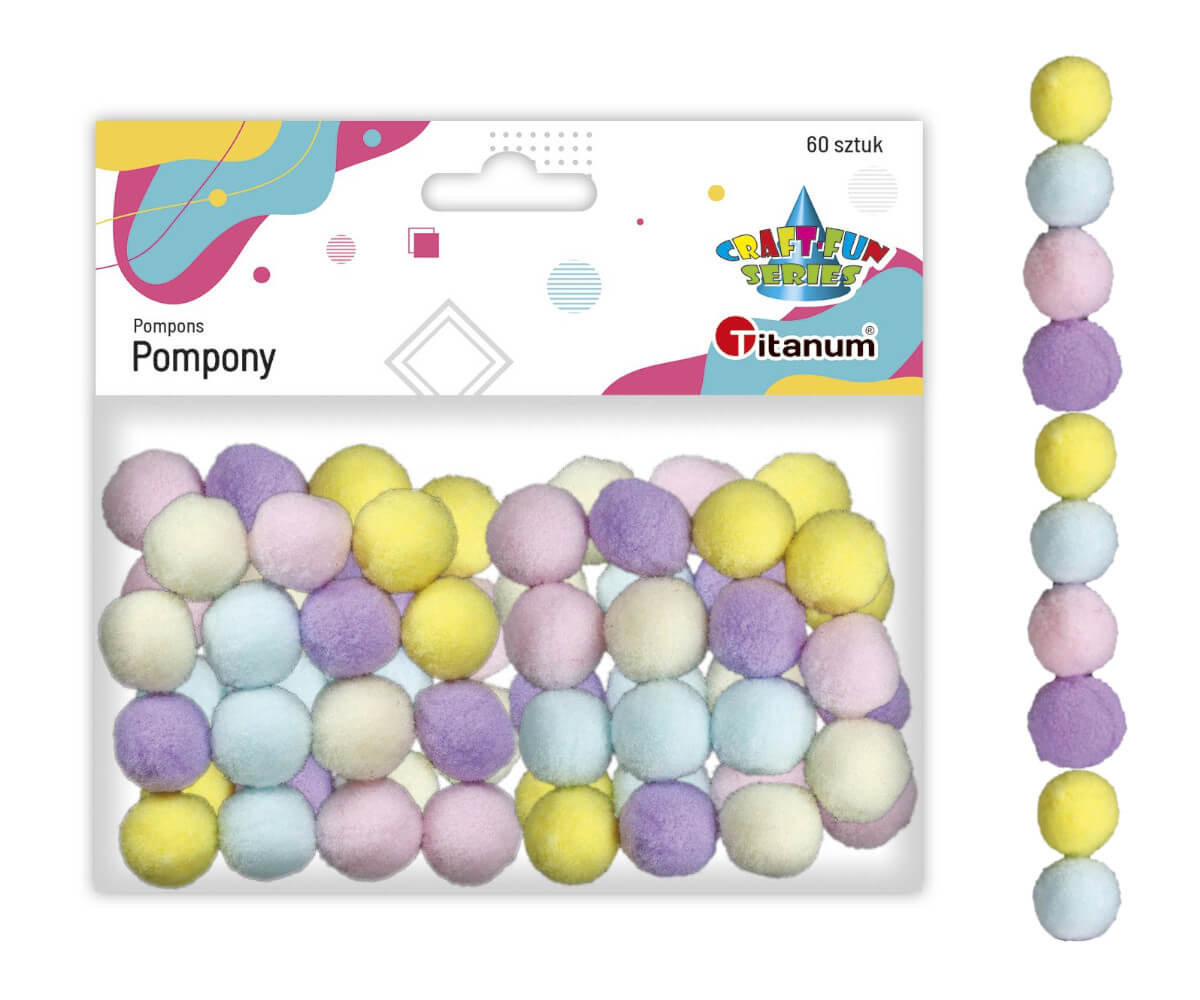 Pompony poliestrowe 16mm mix 60szt - Titanum