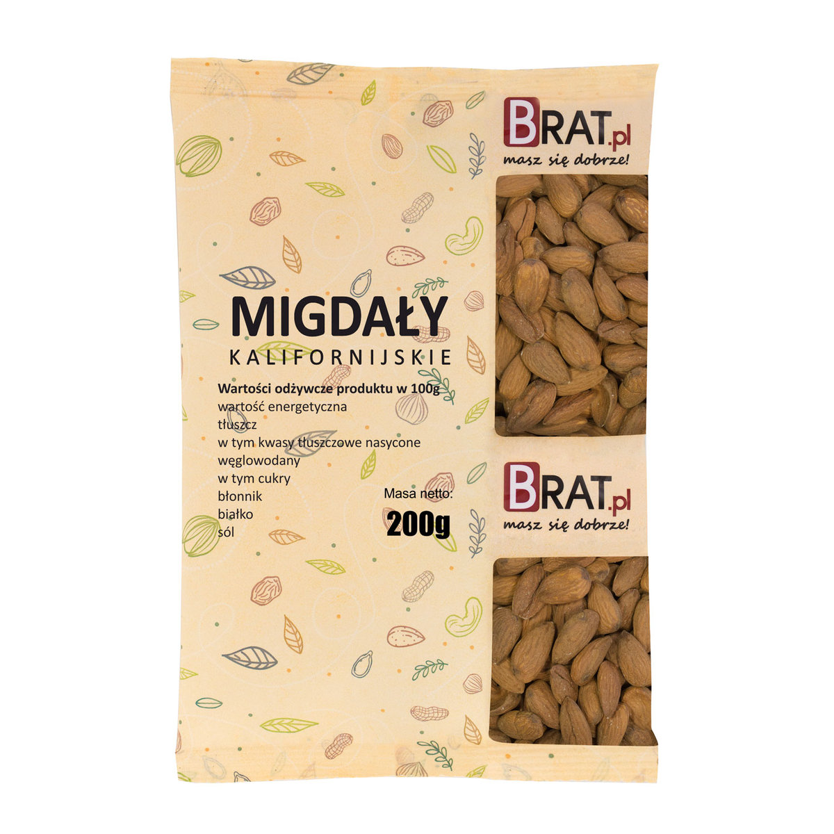 Migdały Kalifornijskie 200G Całe 100% Naturalne