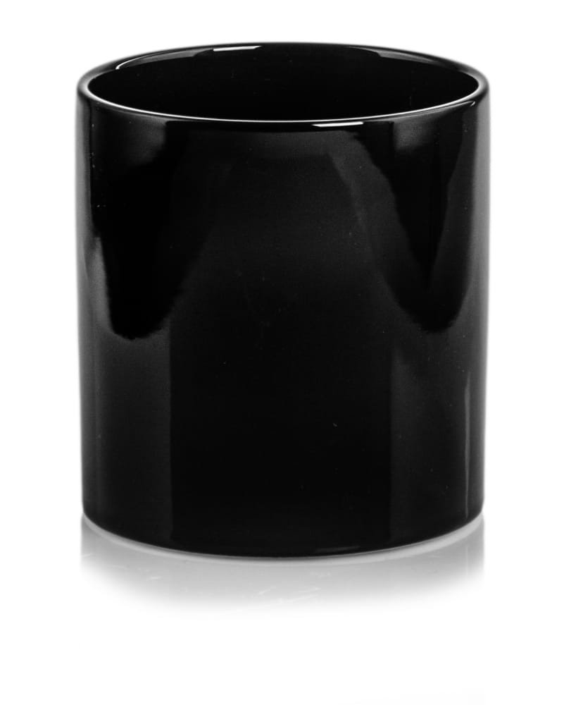 Ceramiczna Osłonka Na Doniczkę Walec Czarna 16Cm