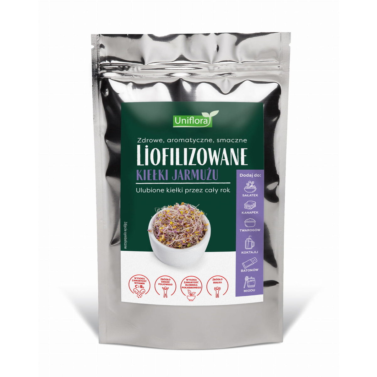 Liofilizowane Suszone Mrozem Kiełki Jarmużu 15G Witamina C B6 Uniflora