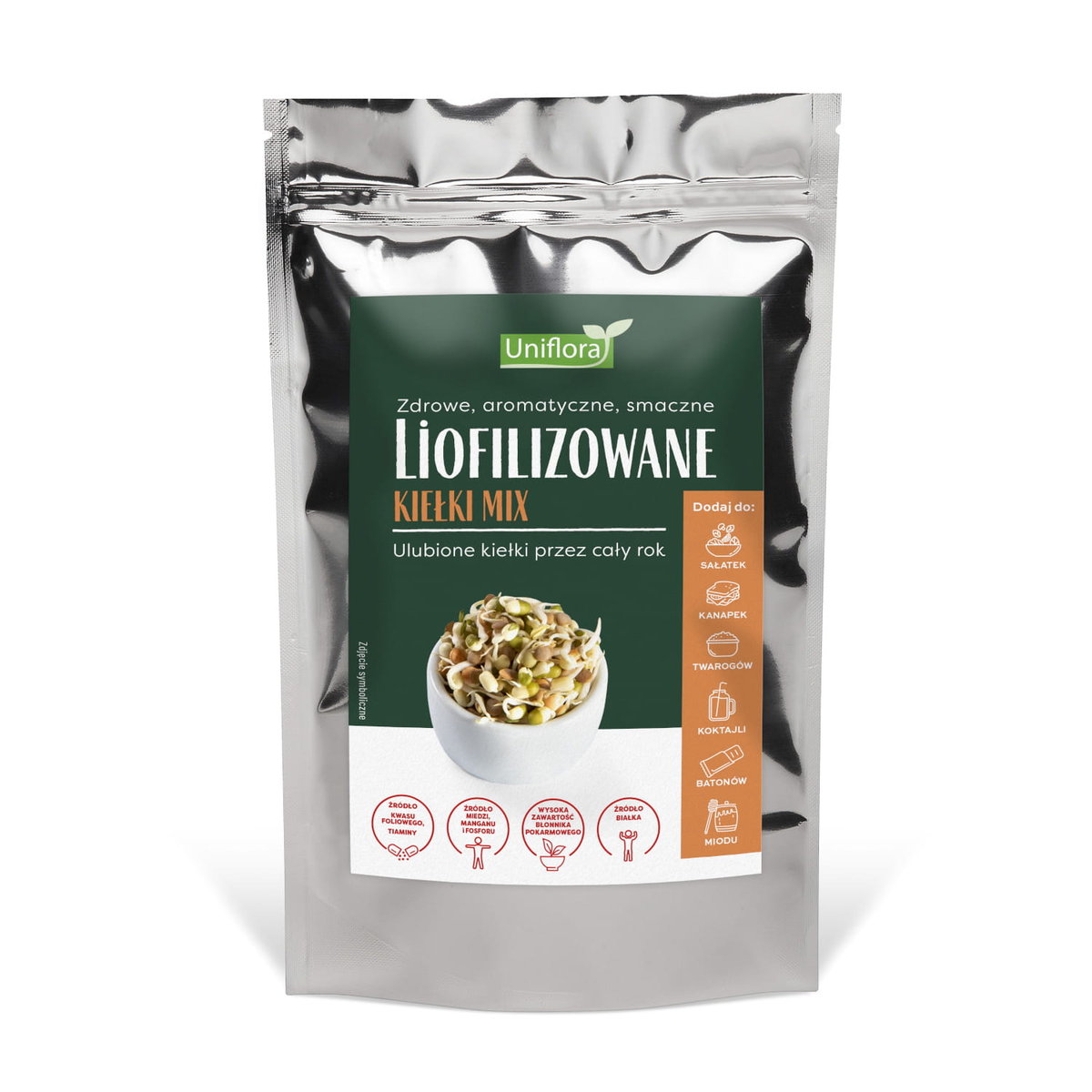 Liofilizowane Suszone Mrozem Kiełki Mix 50G Fasola Mung Soczewica Zielona Brązowa Uniflora