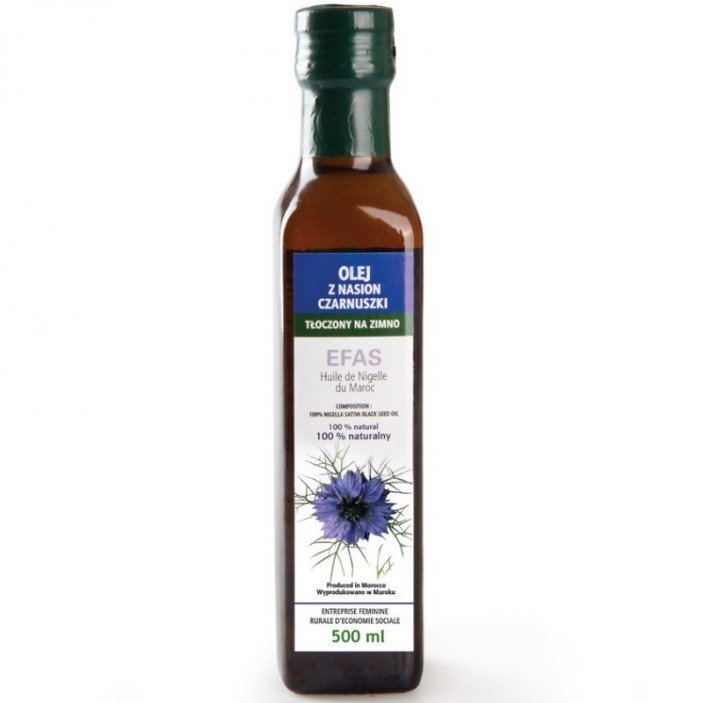 EcoCert Maroko Produkt Olej Spożywczy z Czarnuszki Siewnej z Certyfikatem BIO 500ml - Efas Maroko